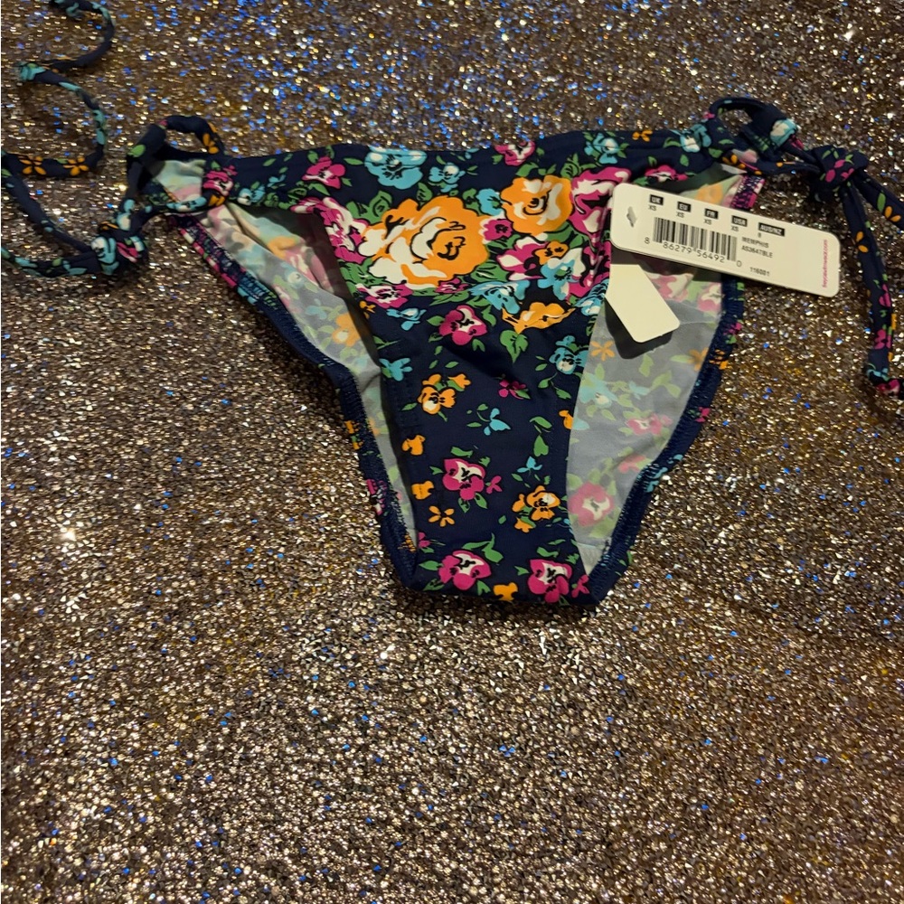 Freya Floral Bikini Bottom - Navy and Multicolor